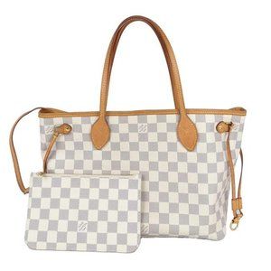 Louis Vuitton Neverfull Pm White Damier Azur Canvas Tote